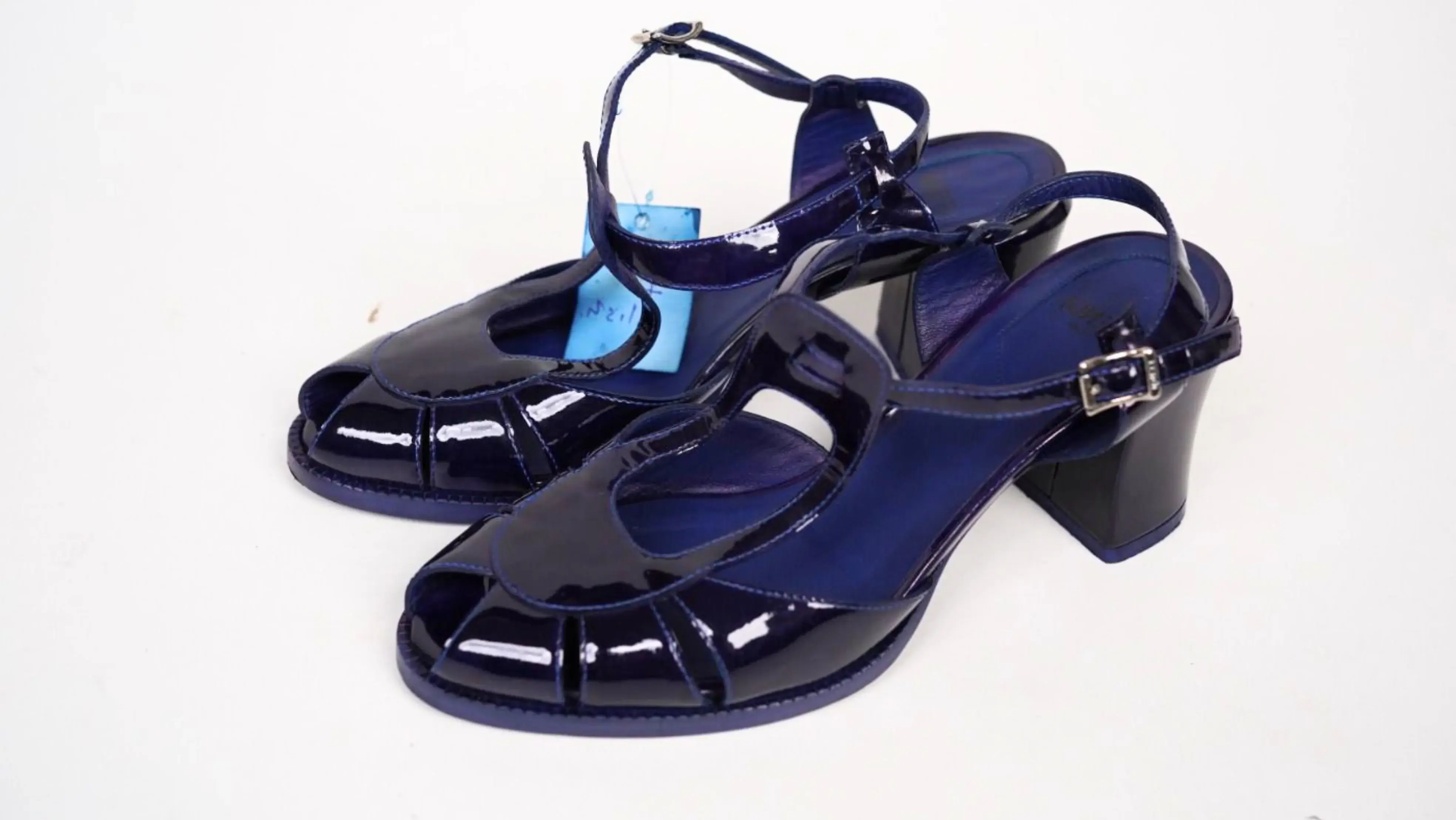 Before Fendi heels colour restoration showing worn and faded finish