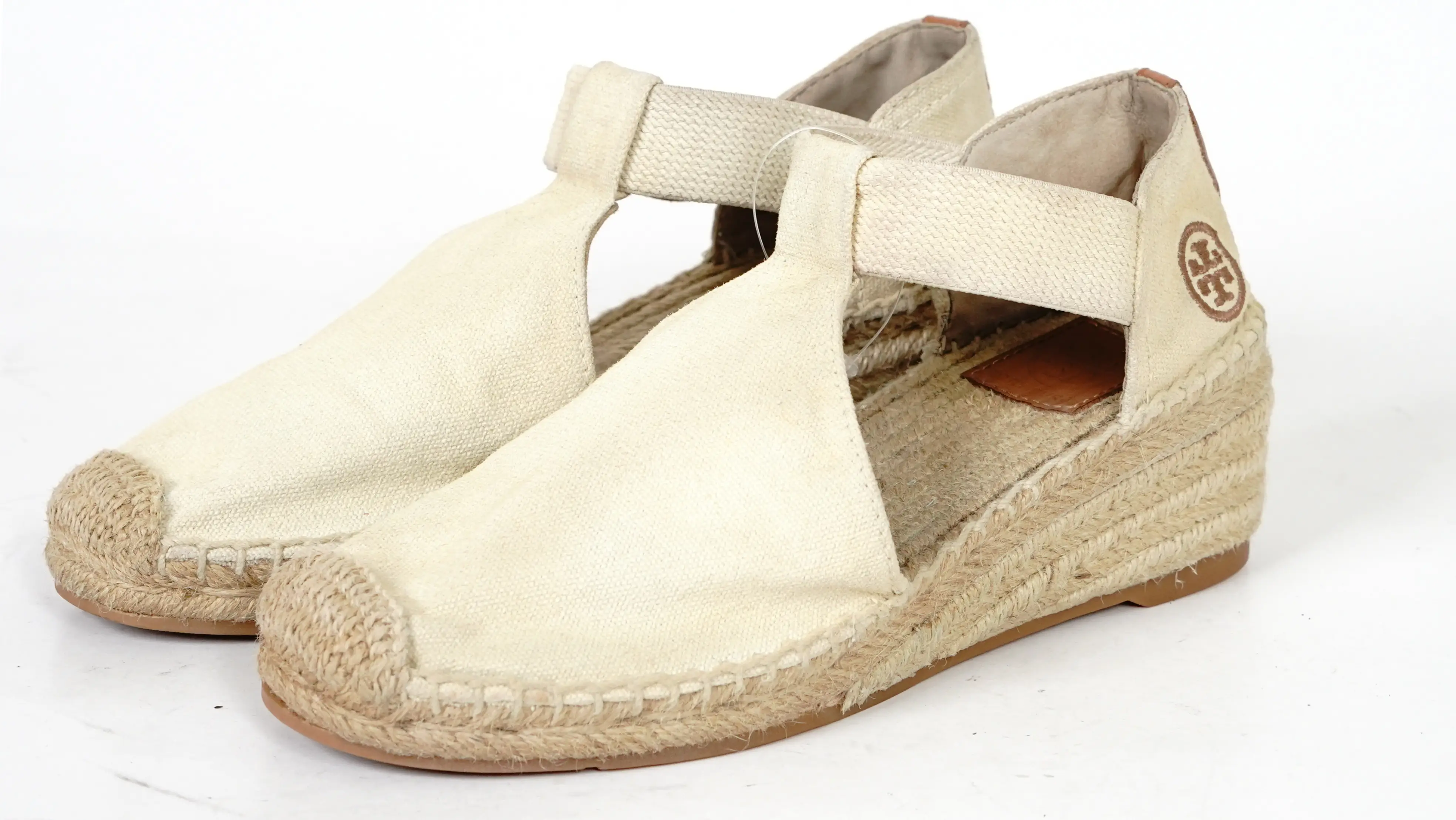 Before Tory Burch footwear cleaning and colouring showing dirt and faded colour