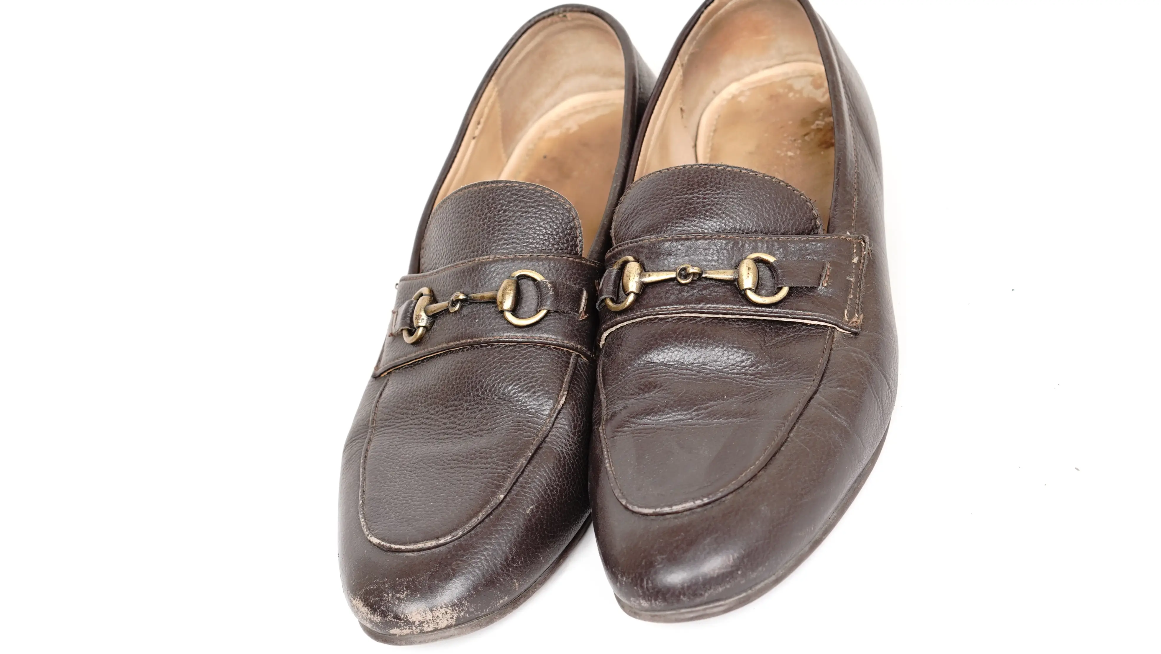 After Gucci shoes colour restoration with renewed tone and refined finish