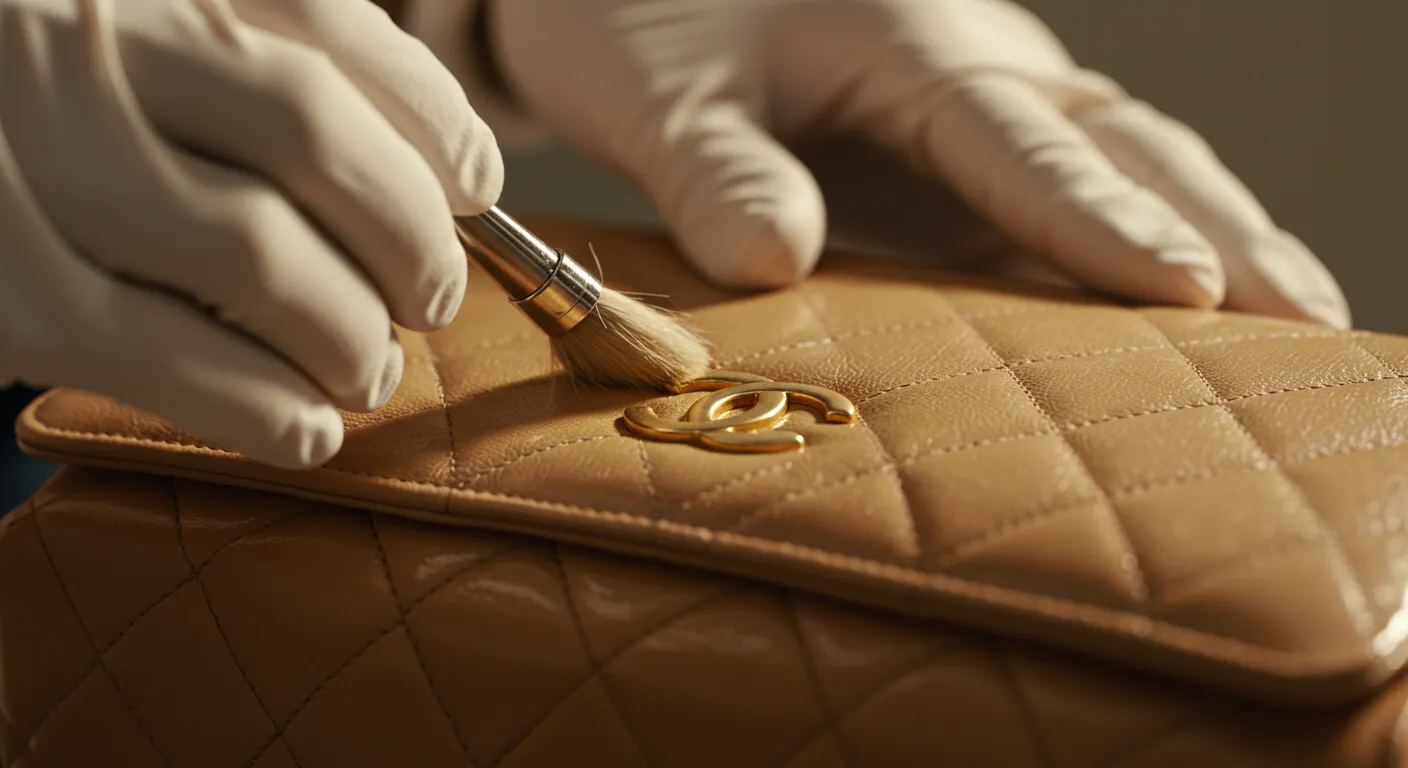 Professional artisan cleaning Gucci and Dior handbags during luxury bag spa service in Delhi NCR